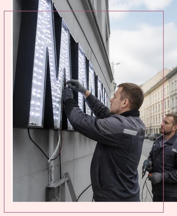 Изготовление и монтаж светодиодных LED вывесок в Гусе-Хрустальном